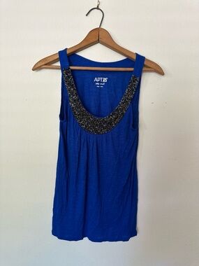 Apt. 9 Beaded Neckline Blue Tank women’s size XS #y2k